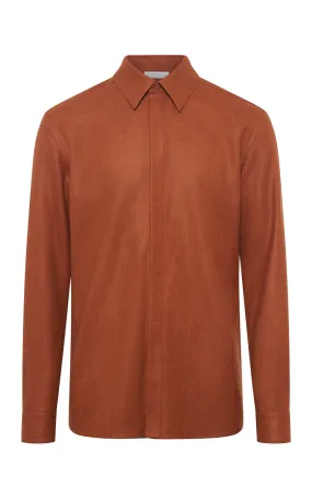 Ethically Sourced Material LowProfileZipperSystem Abbe Shirt in Rust Wool Cashmere Flannel