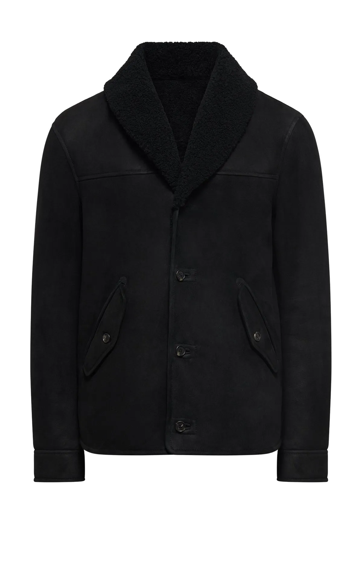 Pilot Jacket in Black Shearling Waterproof Technology