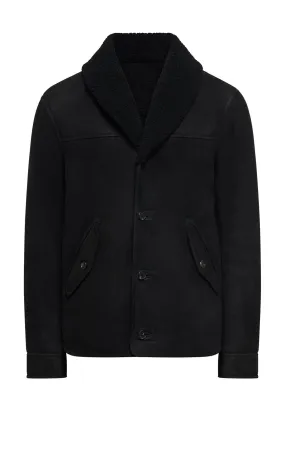 Pilot Jacket in Black Shearling Waterproof Technology