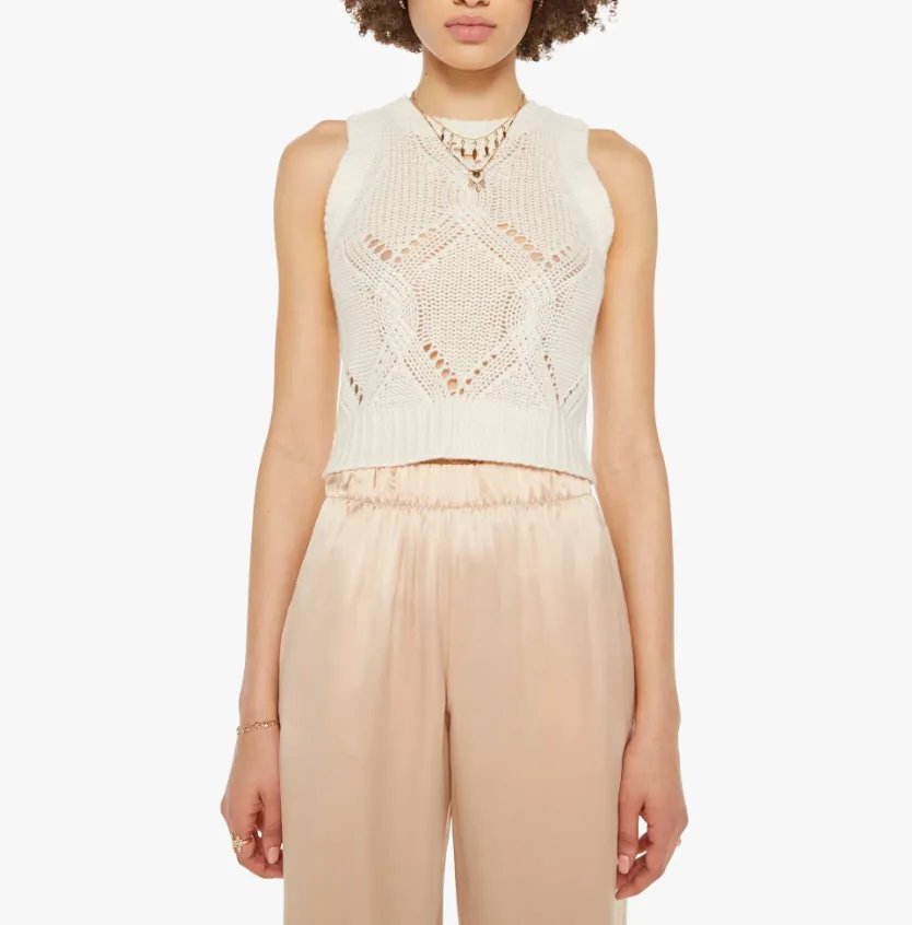 Elasticized Waistband SABLYN KARA SHRUNKEN CABLE KNIT TANK