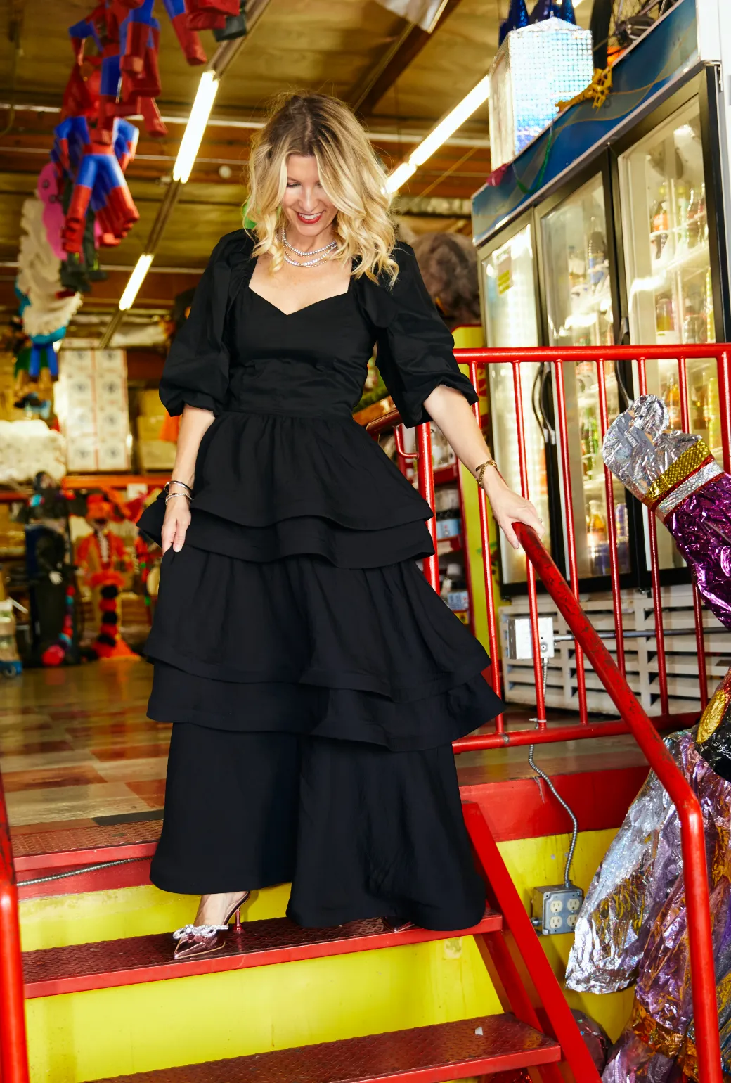 Office Wear Thermal Lining Teagan Tiered Skirt - Black