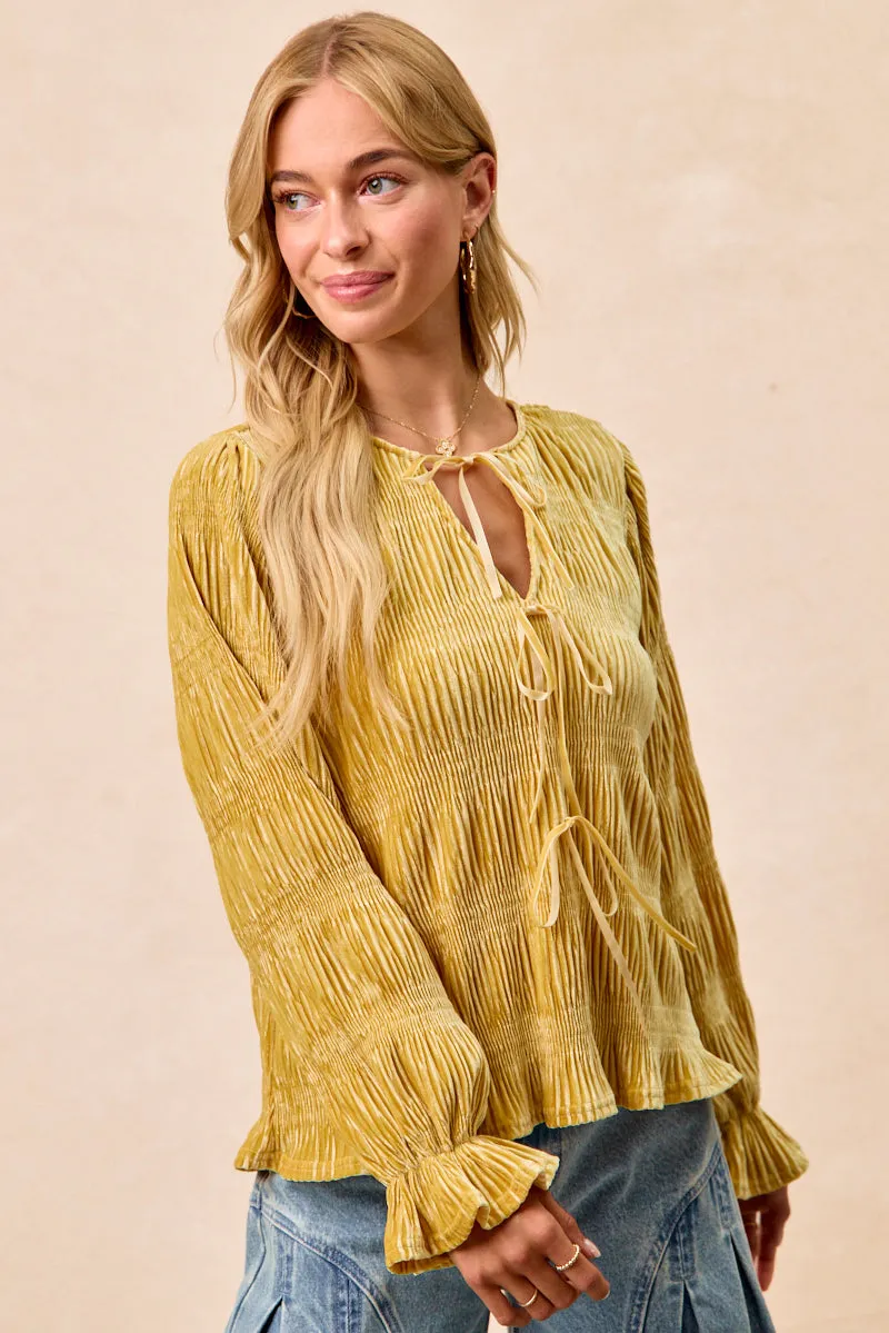 IT4450H-06 | CHRISTMAS THEME VELVET BOW TIED TOP WITH NECK DROP Modern Design Relaxed Waist