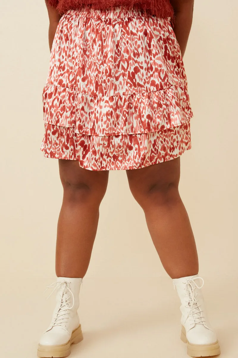 All-day Comfort Oil Print Layered Ruffle Skirt