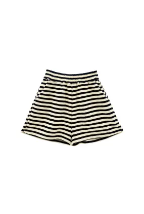 Anti Static Lining Active Wear Tailored Everyday Shorts - Black Striped Terry