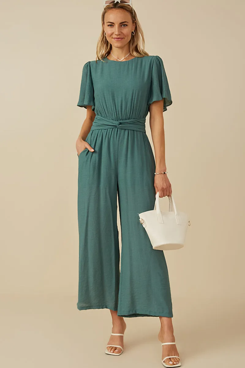 Twist Waist Wide Leg Jumpsuit Romantic dinner wear
