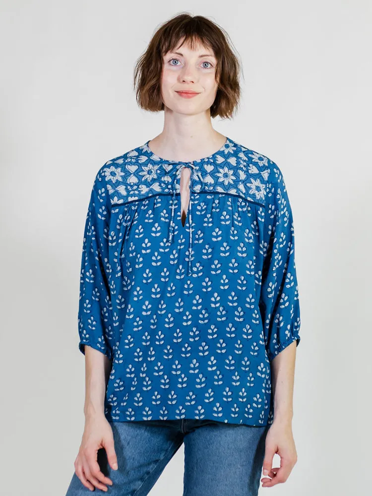 Devi Blouse - Indigo Mix Quick Dry Material