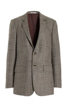 Irving Jacket in Chocolate Virgin Wool Tweed Sustainable Production Methods