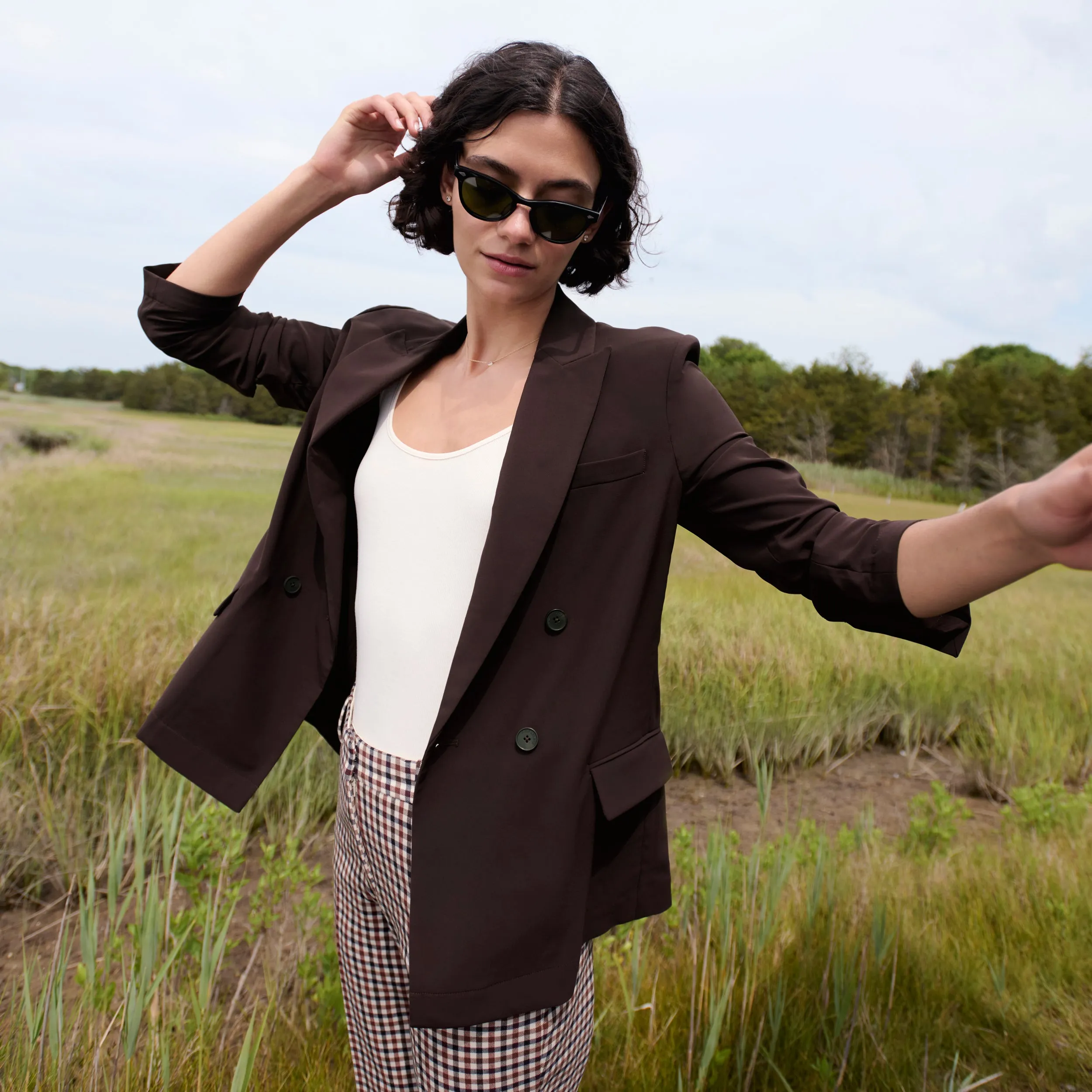 Reinforced Hem O'Hara Boyfriend Blazer - OrigamiTech :: Wine