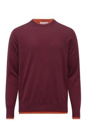 Adjustable Cuff System Wells Knit Sweater in Bordeaux & Spice Cashmere Silk