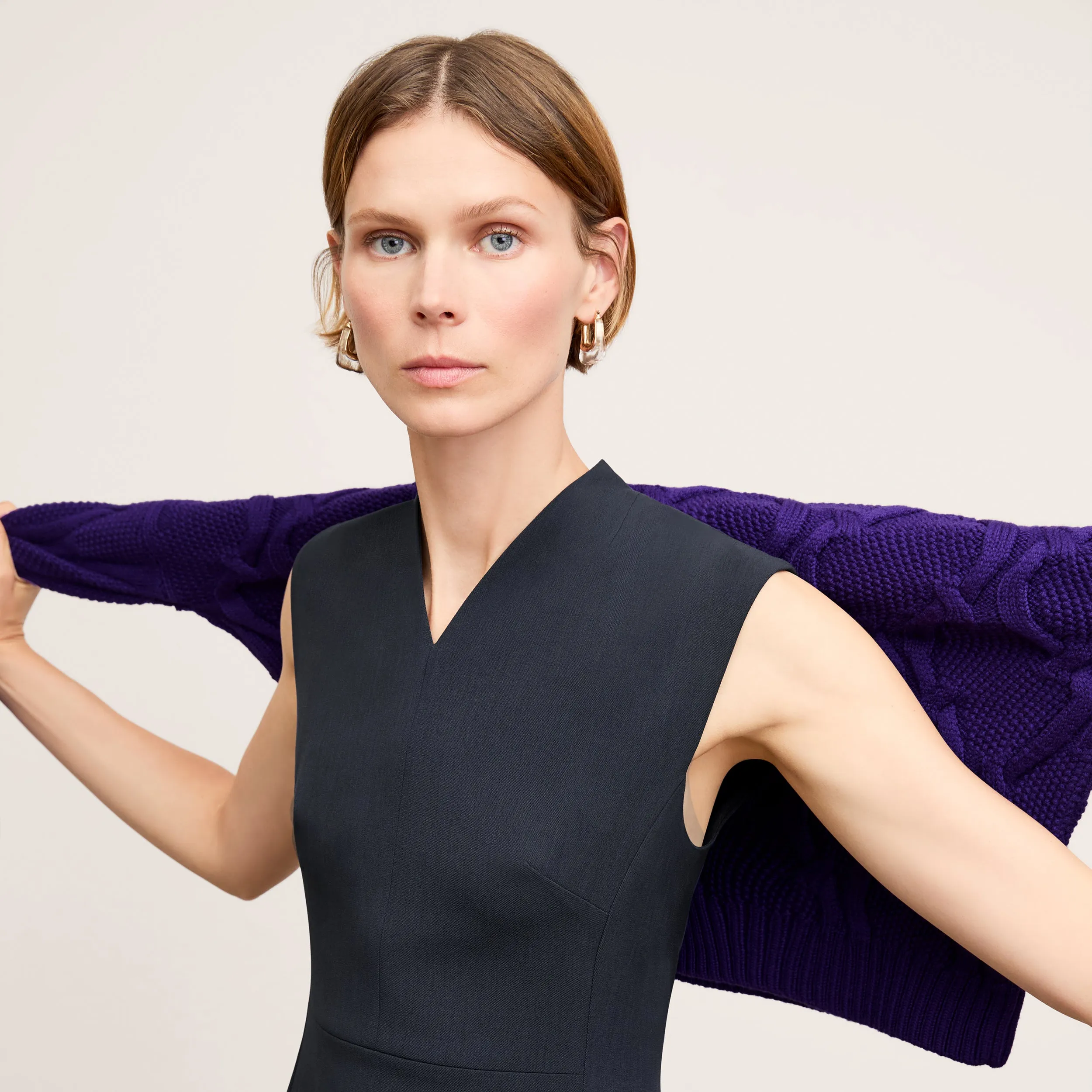 Fleece Pullover HeatRegulating Aditi Dress - Recycled WonderTex :: Midnight