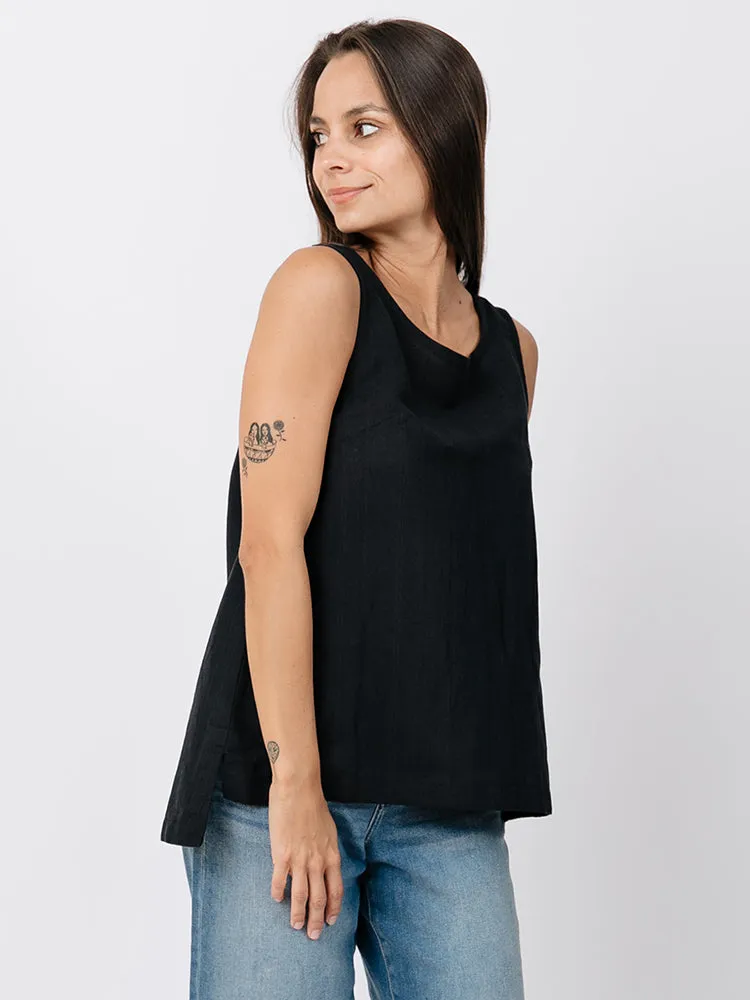 Melissa Tank - Black Linen Full Coverage Fit AntiStaticFinish