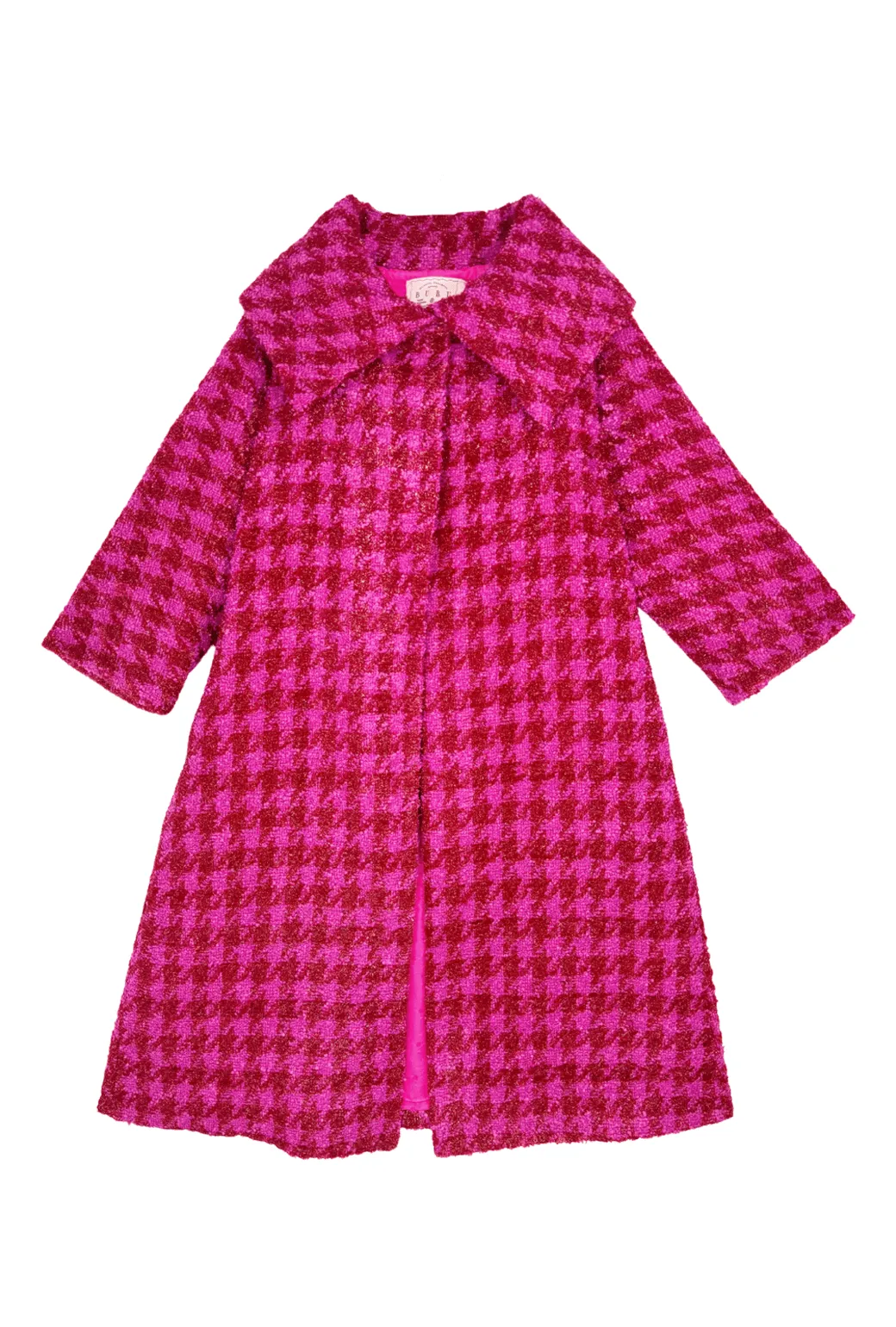 Trendy Must Have Belted Grace Coat - Pink & Red Tweed