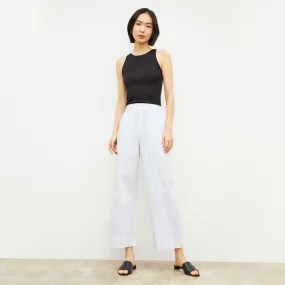 Variable Tension Adjustment Madelyn Pull-On Pant - Poplin Stripe :: Blue / Ivory