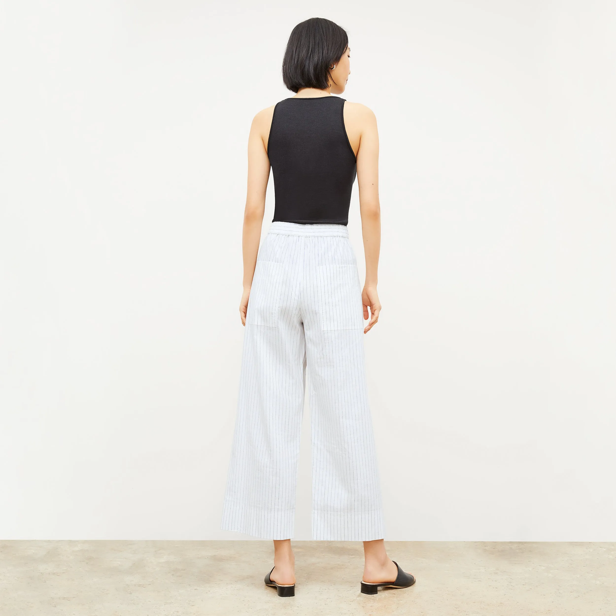 EcoFriendly Dye Madelyn Pull-On Pant - Poplin Stripe :: Blue / Ivory