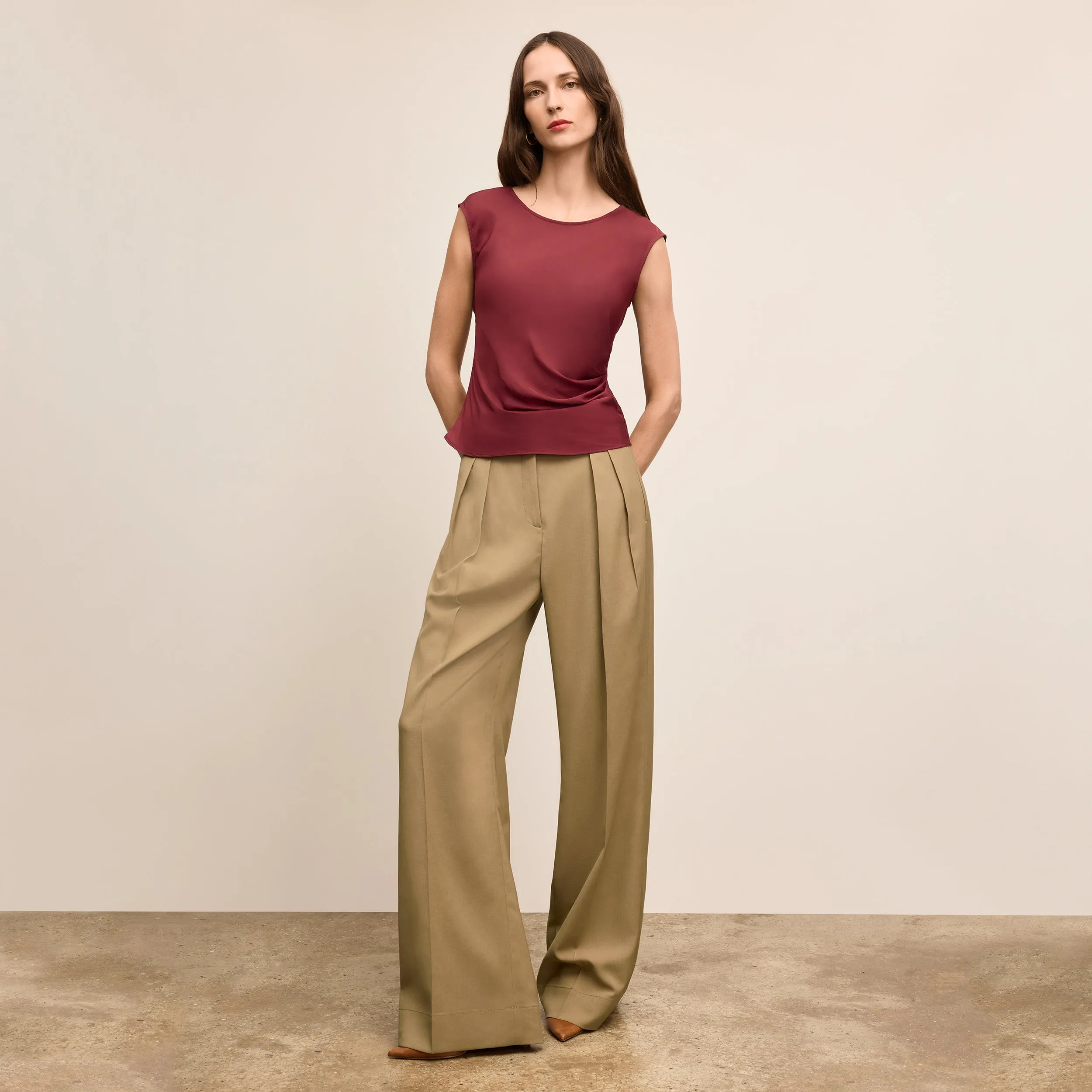 Brooke Definition Top - Eco Drape :: Port Wine ThermalRegulationLayer