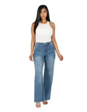 ElasticWaist Reconstructed Wide Leg Pant