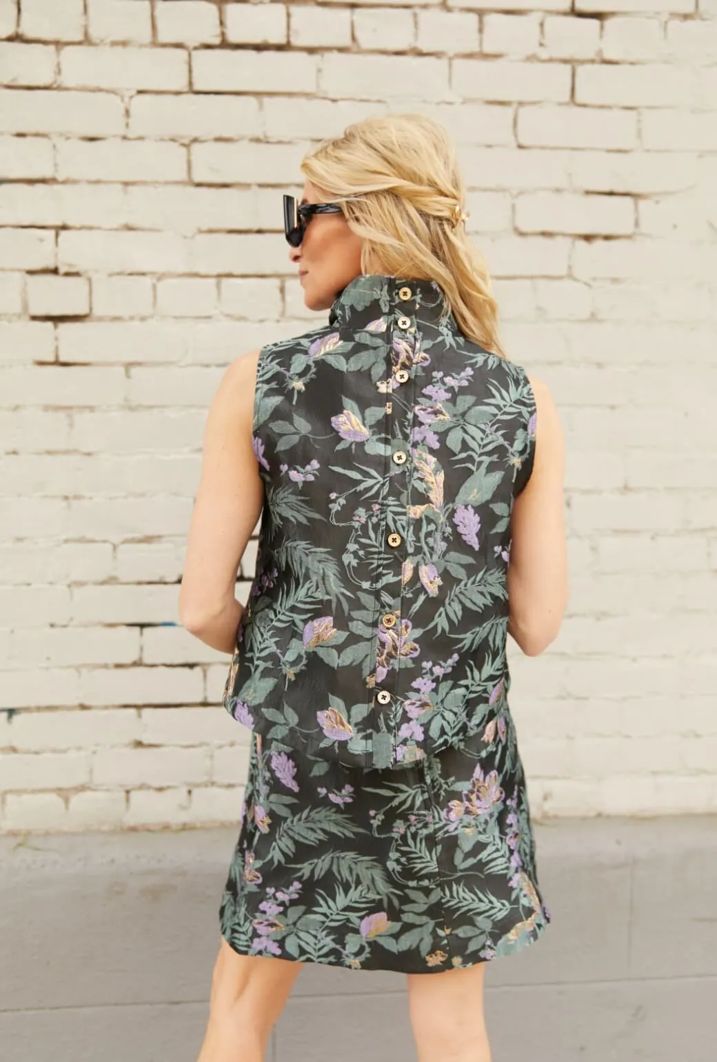 Everyday MINI Skirt - Sage & Lilac Brocade Reinforced Seams Snag Proof Fabric