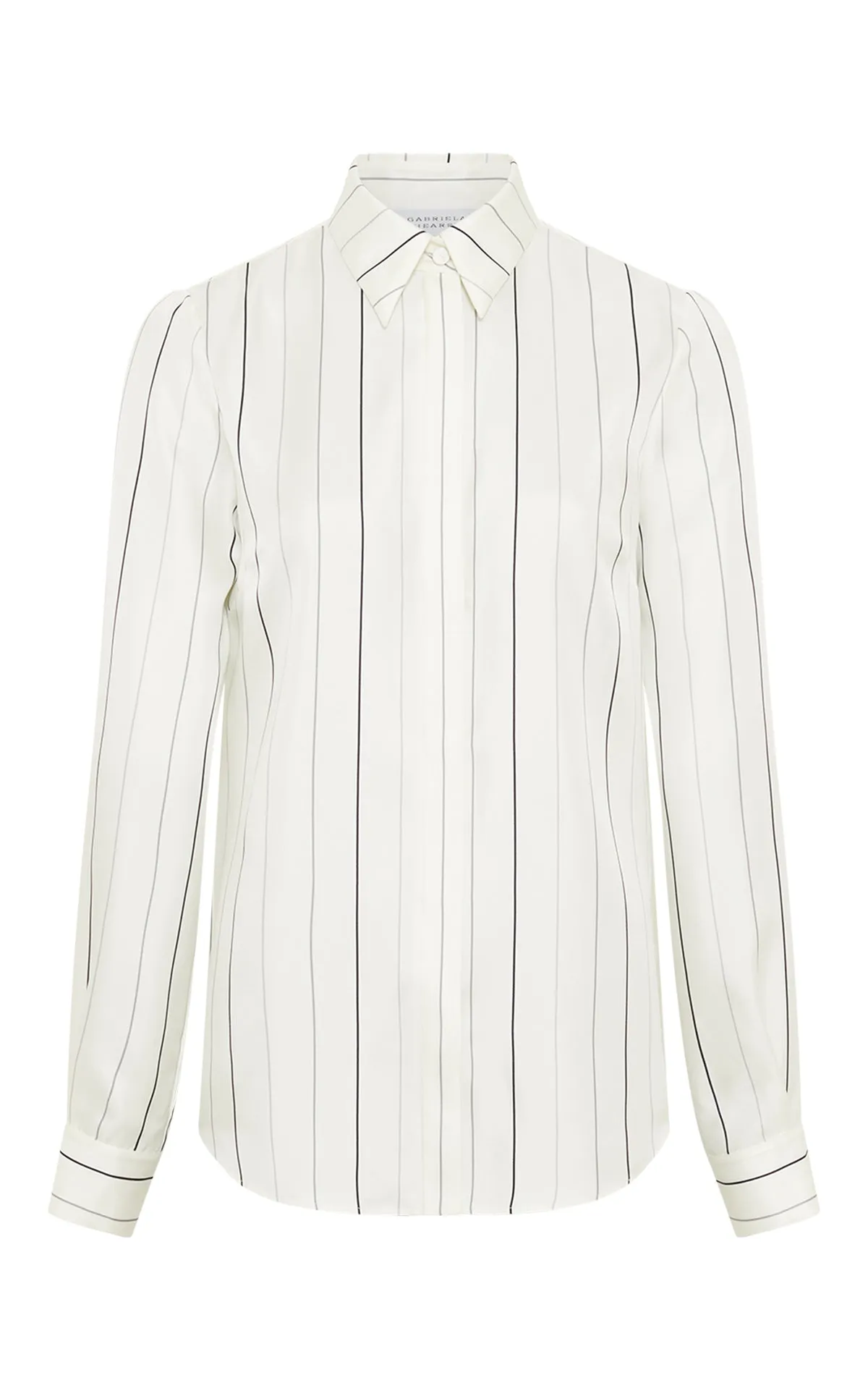 Henri Blouse in Ivory Multi Pinstripe Silk Twill Wicking Inner Lining