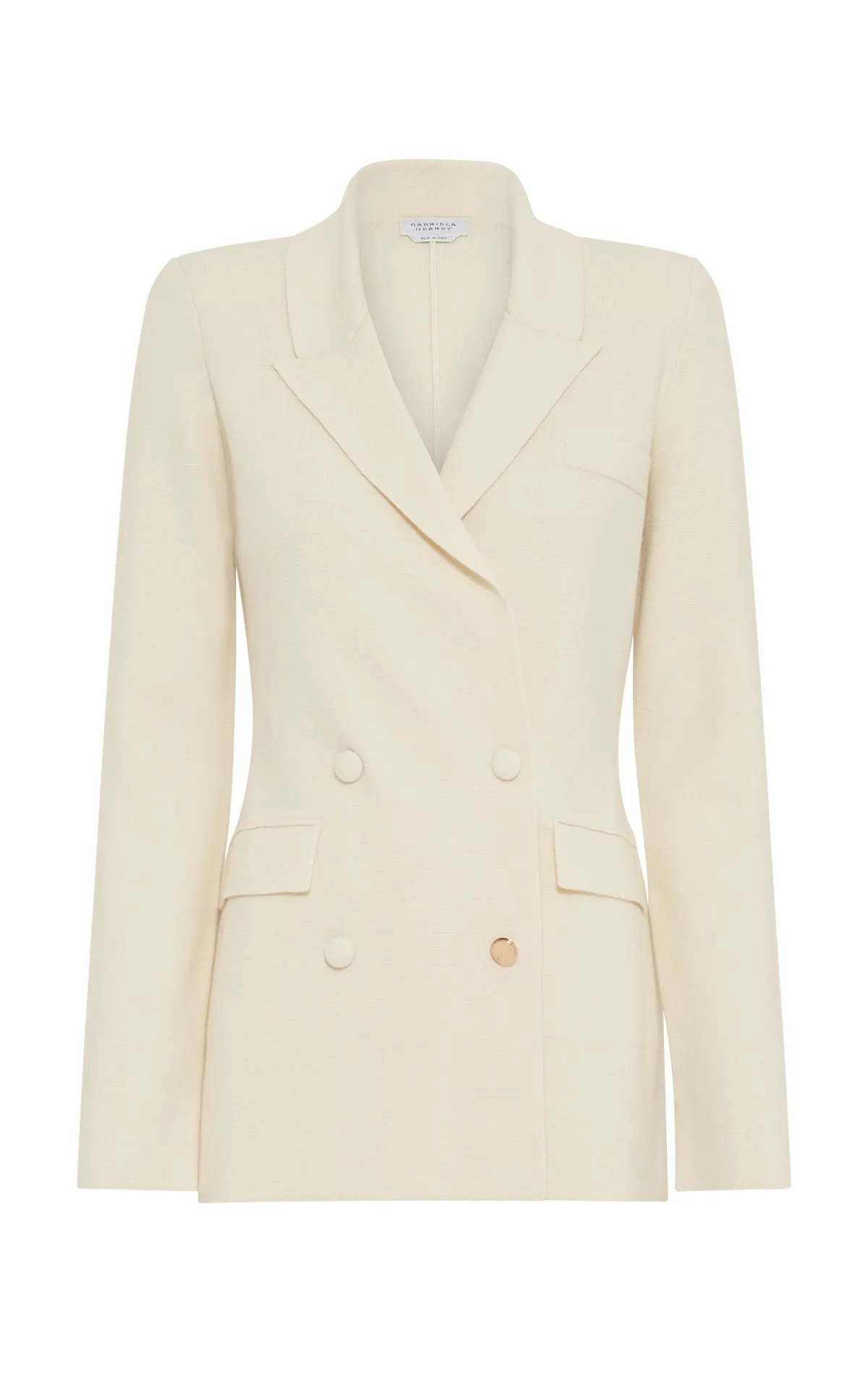 Oversized Fit Hidden Ventilation Zones Bowen Knit Jacket in Ivory Merino Wool Cashmere