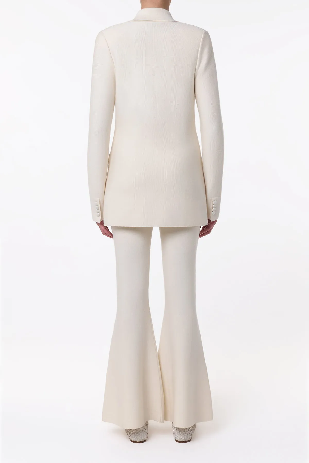 Relaxed Design Bowen Knit Jacket in Ivory Merino Wool Cashmere