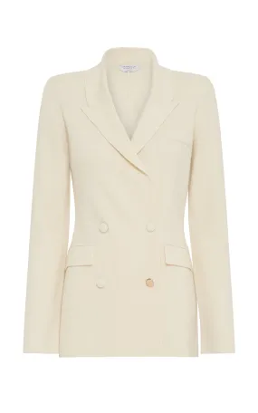 Oversized Fit Hidden Ventilation Zones Bowen Knit Jacket in Ivory Merino Wool Cashmere