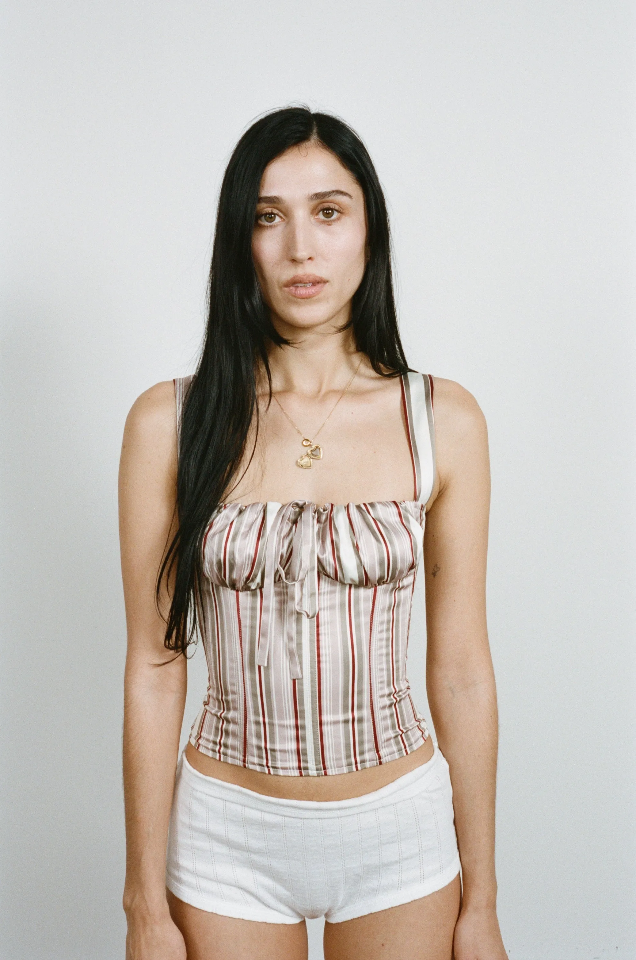 AGNES CORSET - TUXEDO STRIPE Adjustable drawstring Active Blouse