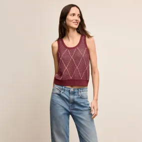 BoxyCrop Aiko Breeze Tank - Argyle Knit :: Red Umber