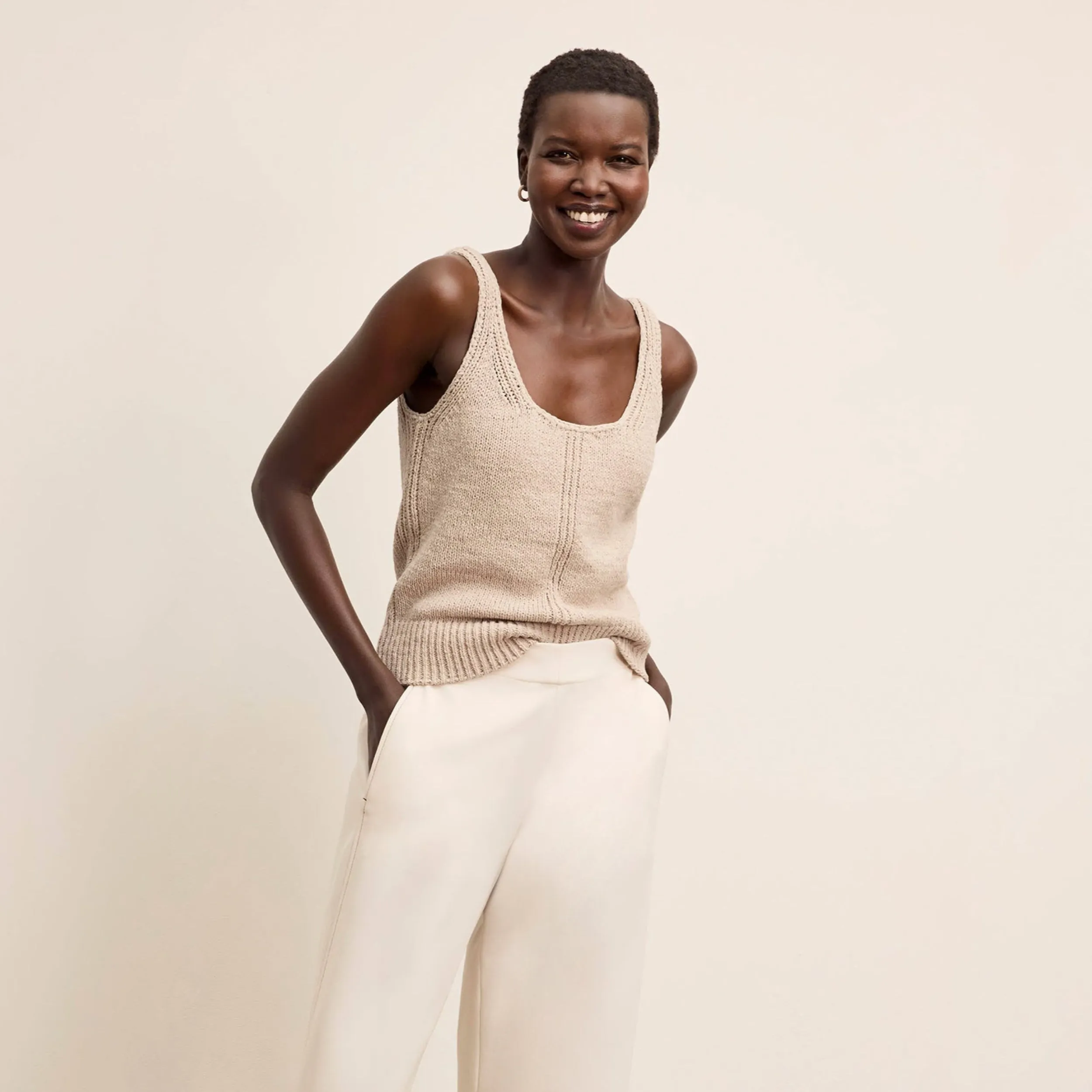 Aiko Breeze Tank - Tape Yarn :: Tan Garment Washed Finish BambooBlend