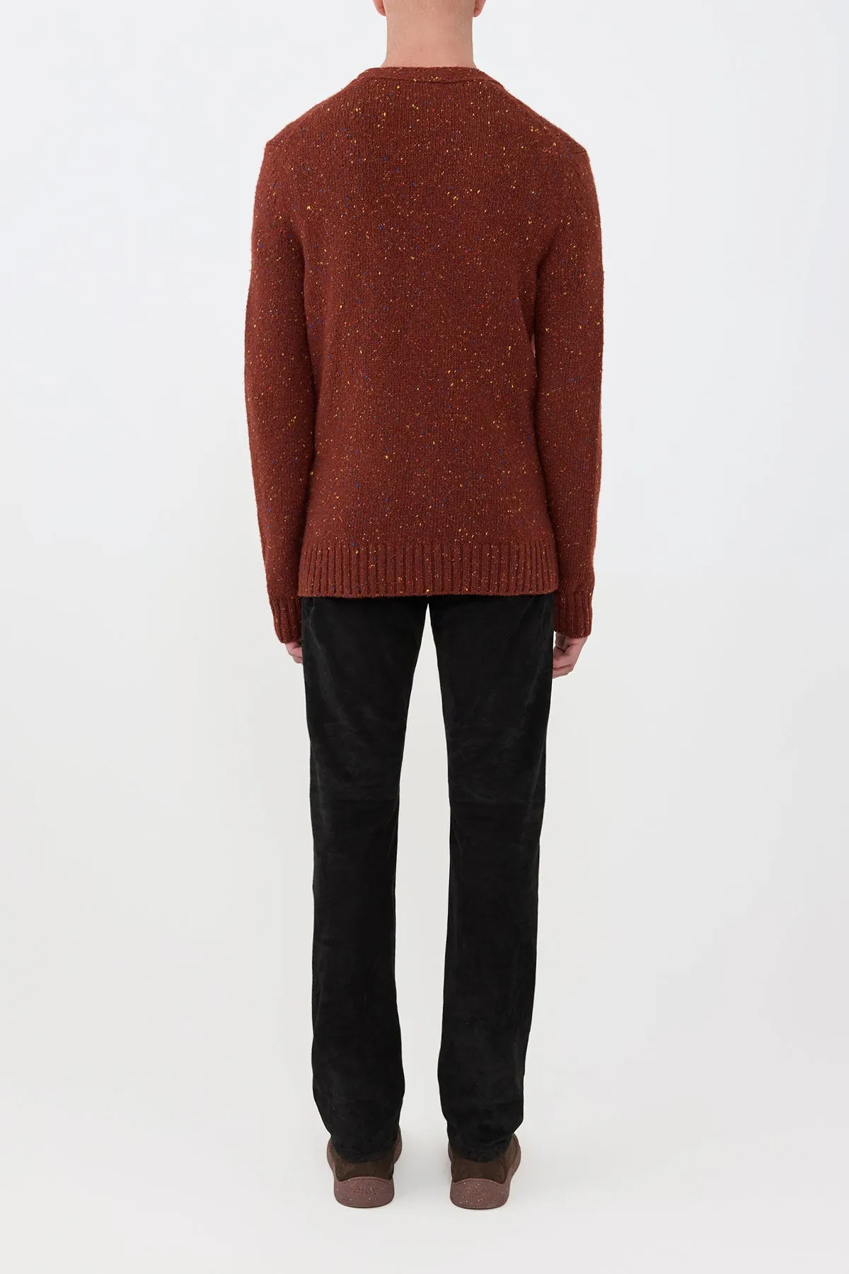 Ailis Knit Cardigan in Burnt Sienna Multi Speckle Cashmere Antibacterial