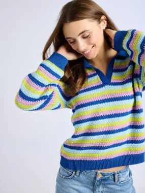 Flora Henley in Printemps Stripe CompressionSupportWeave Reinforced Shoulders