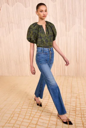 ULLA JOHNSON TALIE SILK SHORT SLEEVE BLOUSE Tunic top