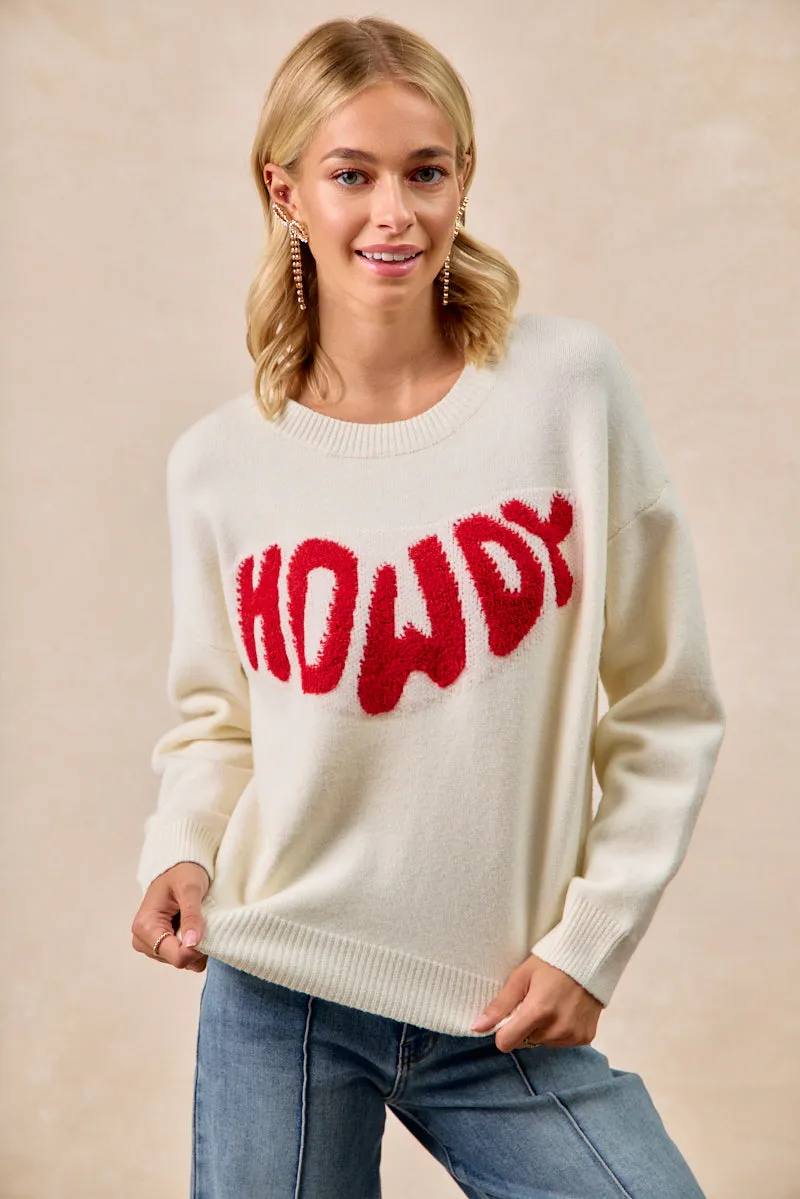 Functional Layer IT4705-01 | HOWDY LETTERING SWEATER TOP