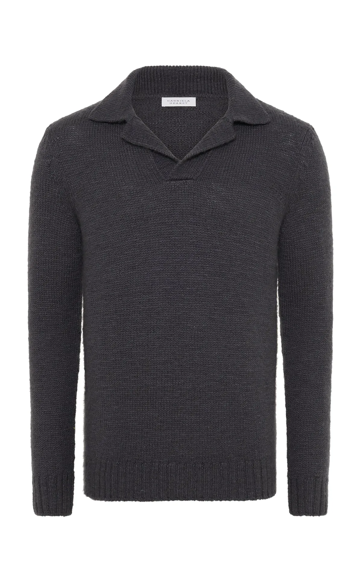 Aled Knit Polo in Charcoal Cashmere Tagless Design