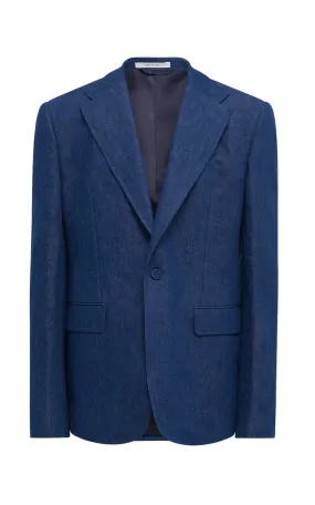 Interchangeable Lining Options Leiva Blazer in Recycled Cotton Linen Denim