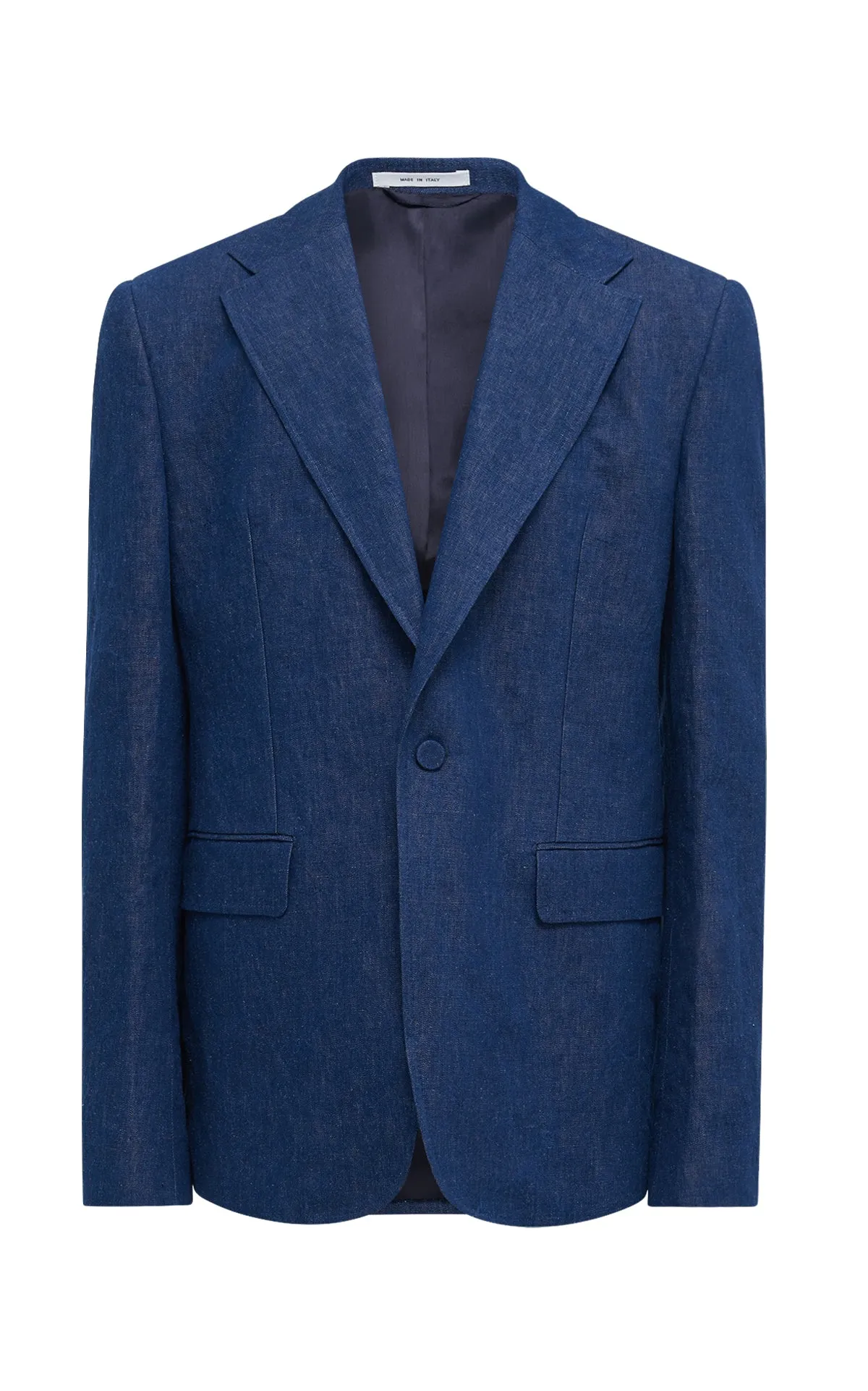 Interchangeable Lining Options Leiva Blazer in Recycled Cotton Linen Denim