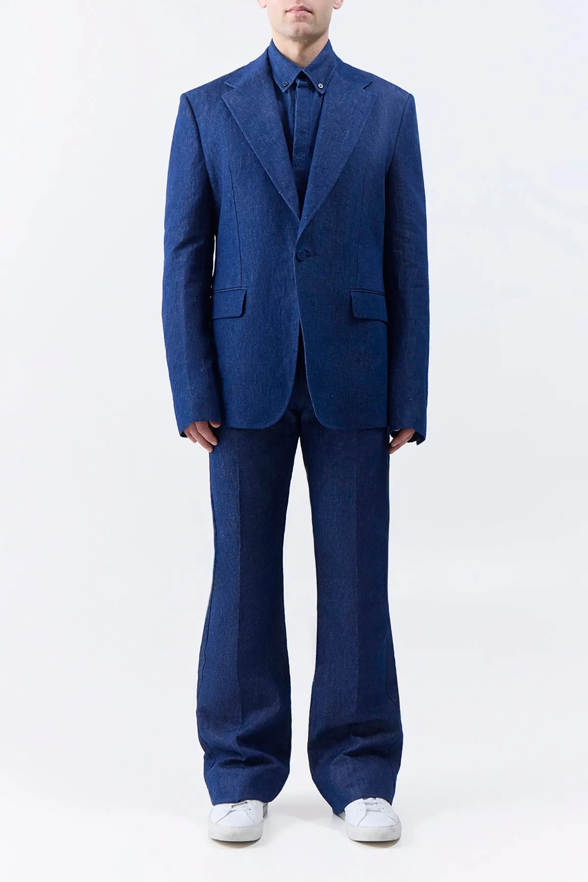 Leiva Blazer in Recycled Cotton Linen Denim Versatile Layering Options