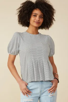 Everyday Wear Pleat Detail Striped Knit Top