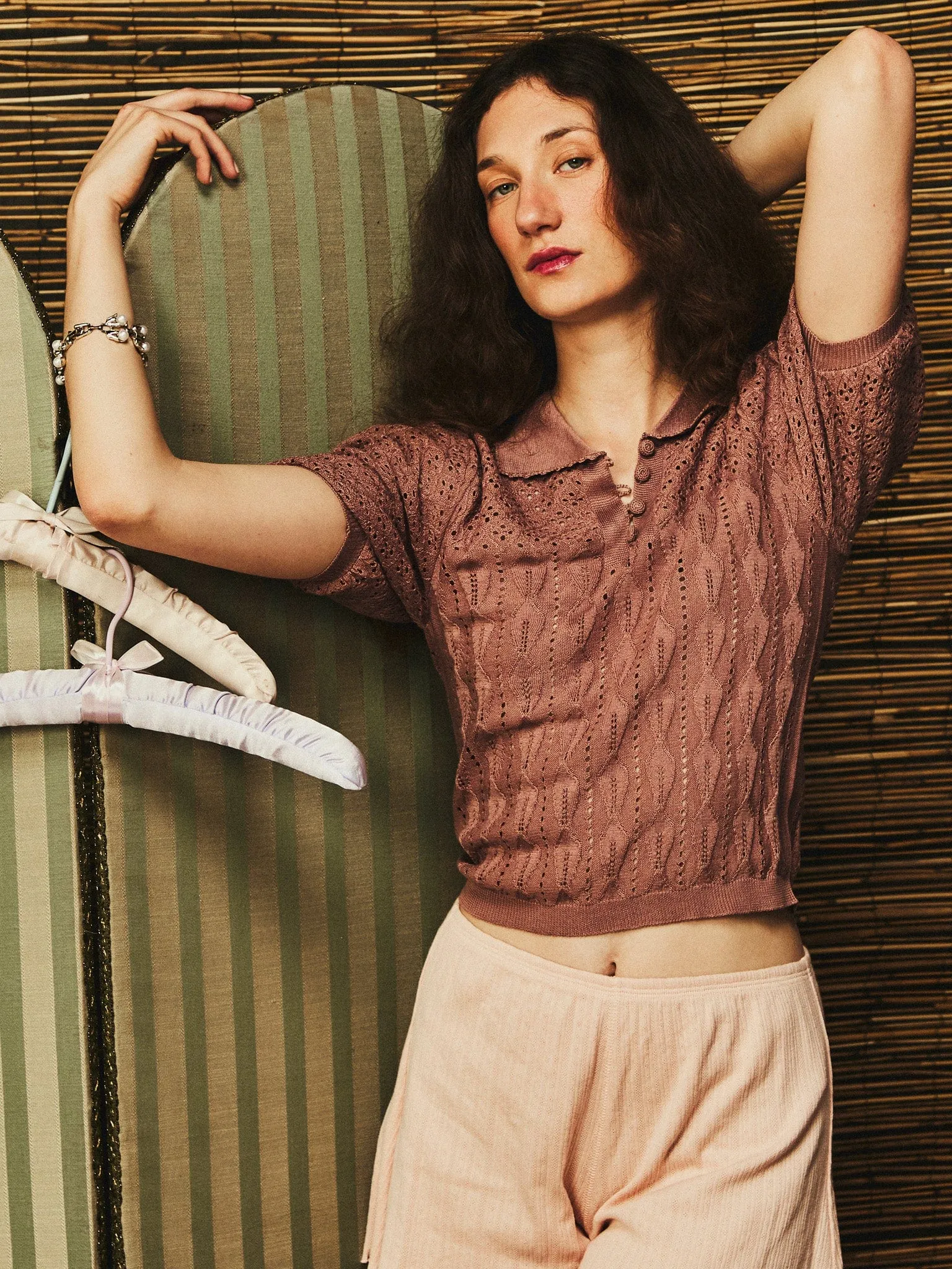 Nina Henley in Rose Latte Circular Knit Technology Summer Wardrobe