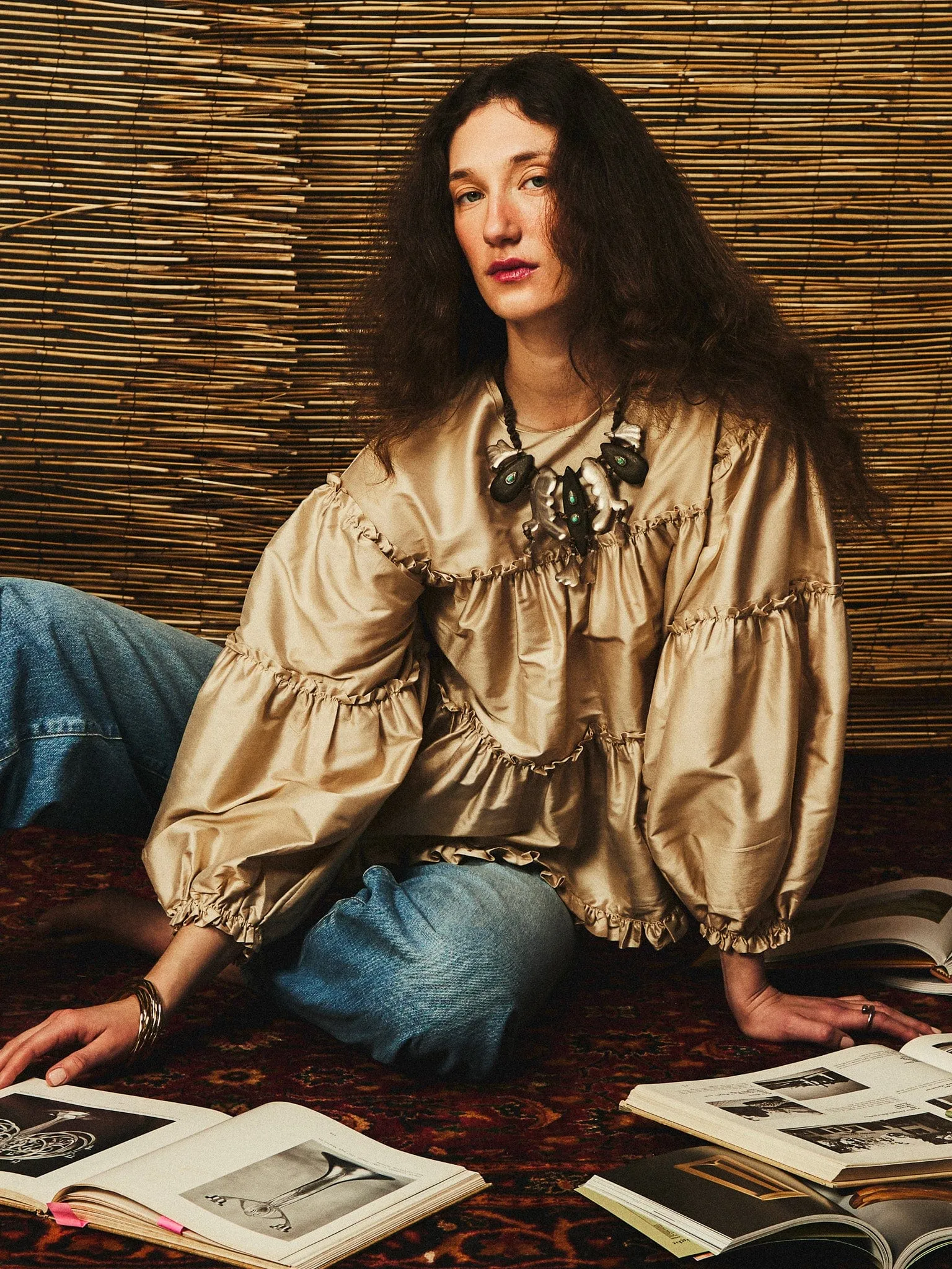 Mae Top in Almond Taffeta Durable Blend