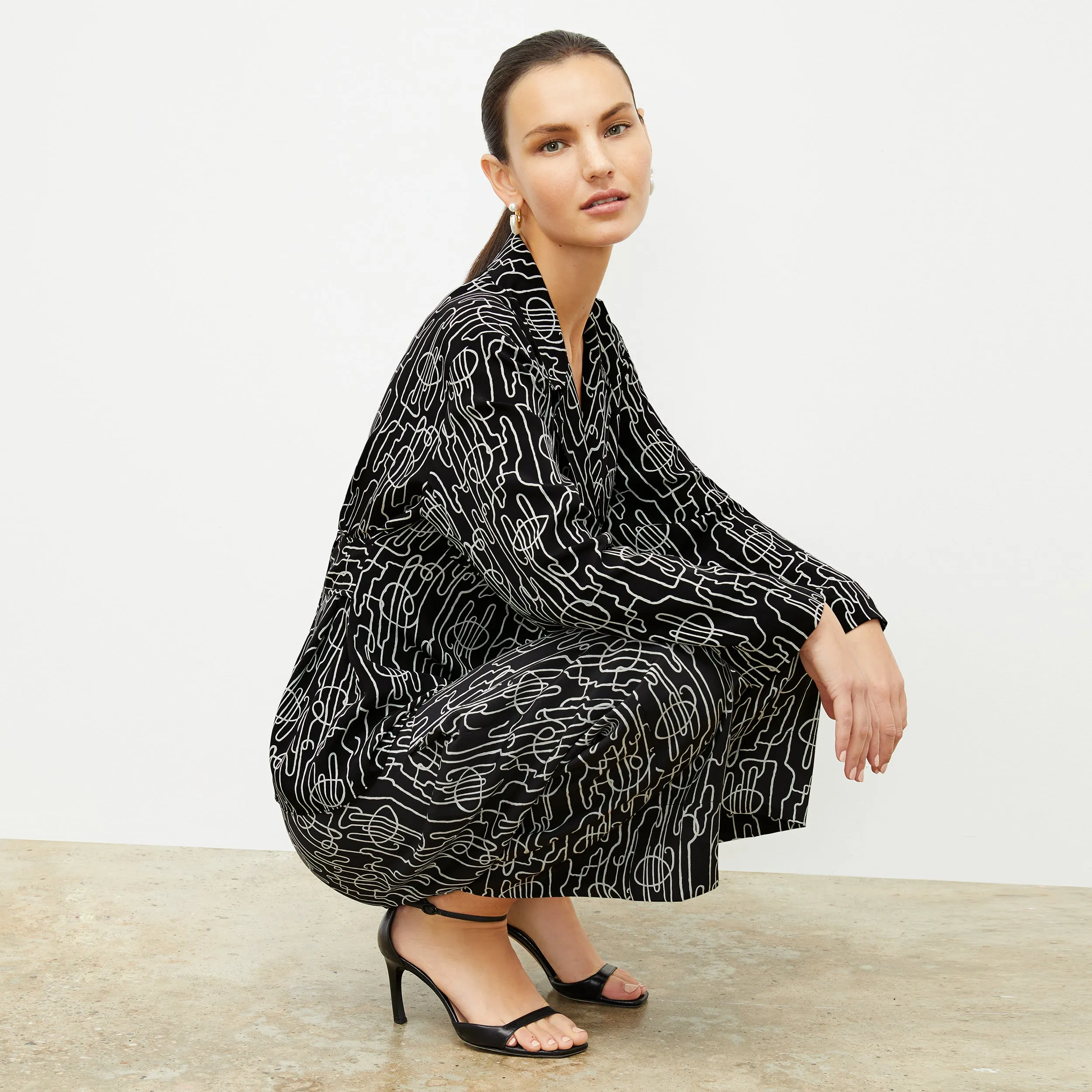 Ribbed Collar Design AllPurposeFit Alyssa Jacket - Washable Silk :: Symphony Print