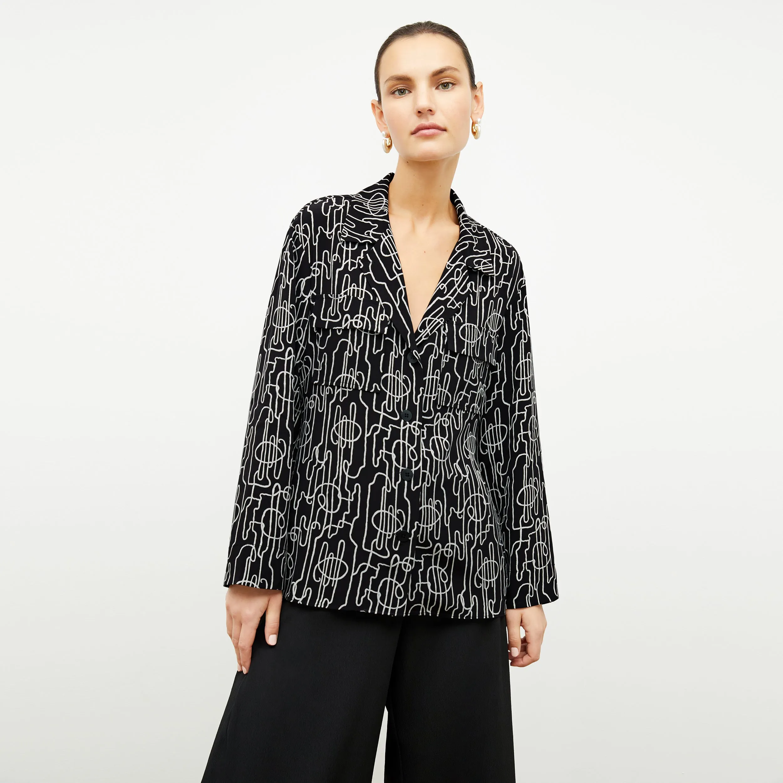 AllPurposeFit Alyssa Jacket - Washable Silk :: Symphony Print Flexible Shoulder Gusset