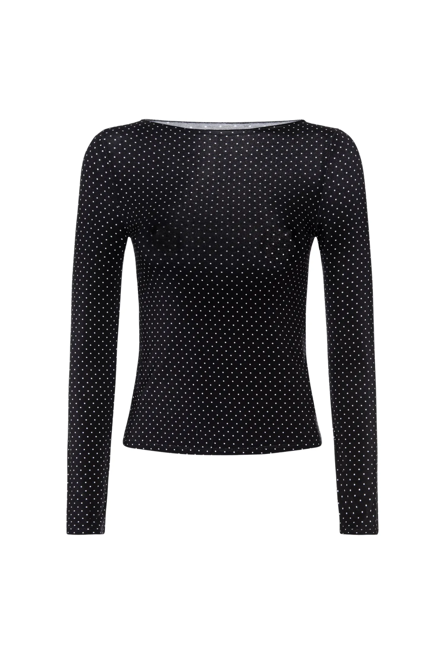 Interlock Knit AMELIA TOP - BLACK AND WHITE POLKA DOT