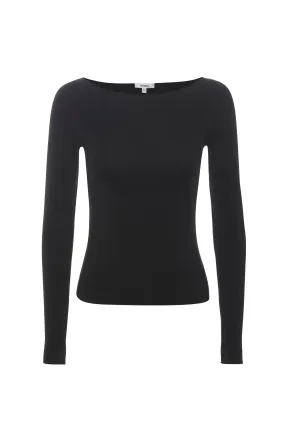 Non Irritating Label Tapered Side Panels AMELIA TOP - BLACK