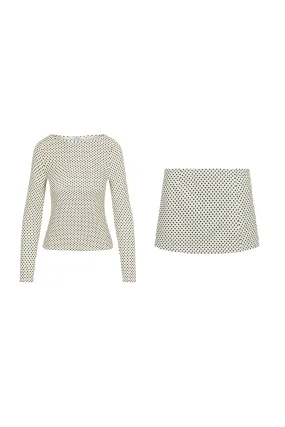 AMELIA TOP   MICRO MINI SKIRT - BUTTER POLKA DOT Easy Style