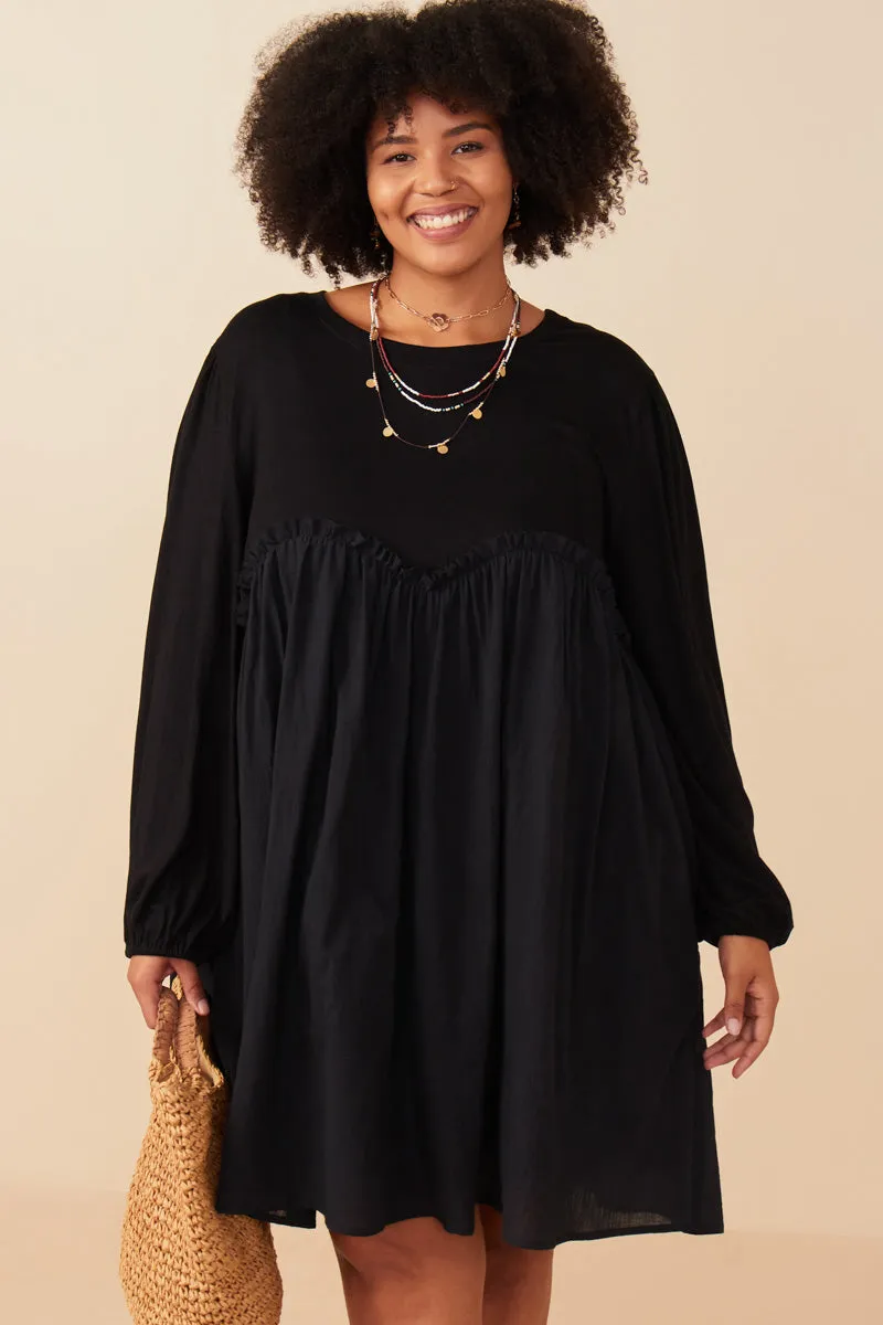 Womens Mix Media Ruffled Sweet Heart Line Dress Zip-Closure