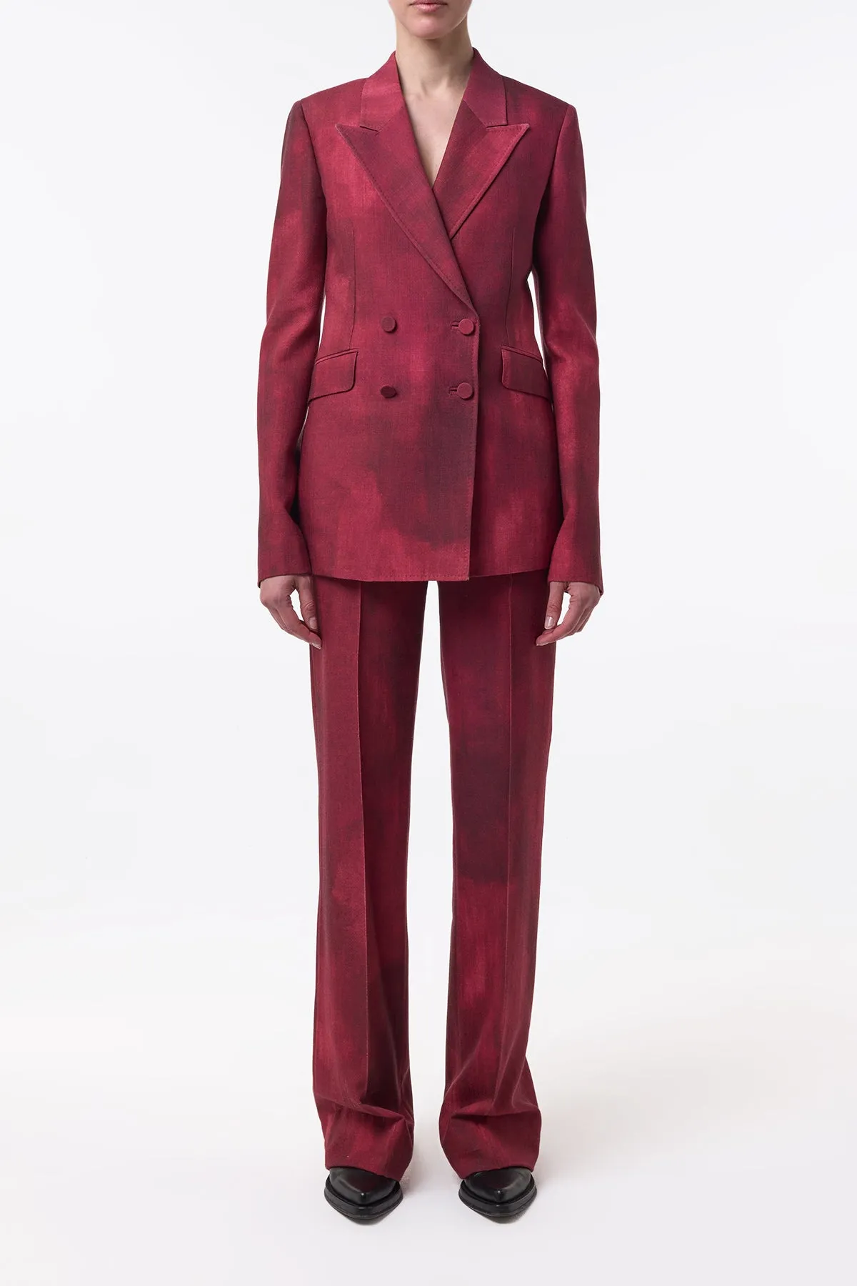 Angela Blazer in Bordeaux Virgin Wool Soft Touch Fabric