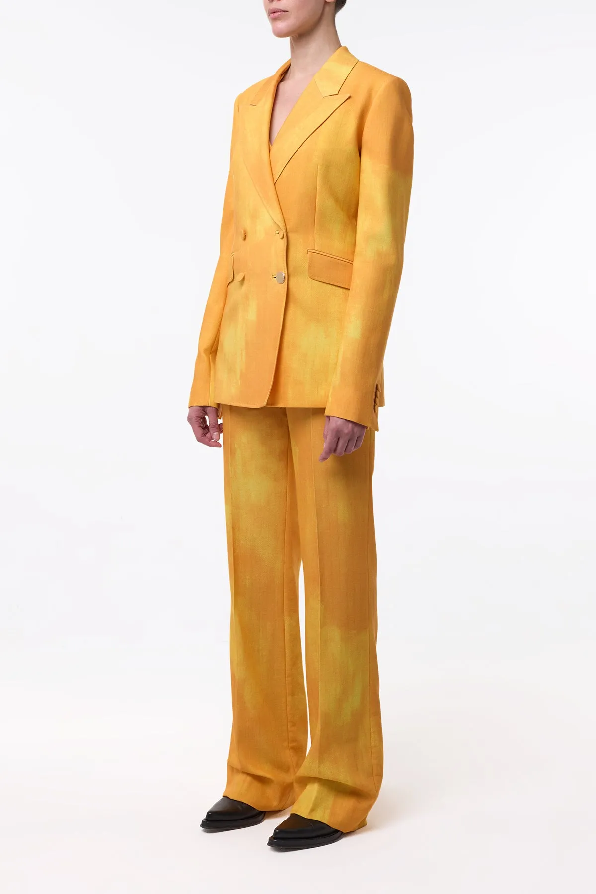 DoubleStitched HighElasticity Angela Blazer in Cadmium Yellow Virgin Wool