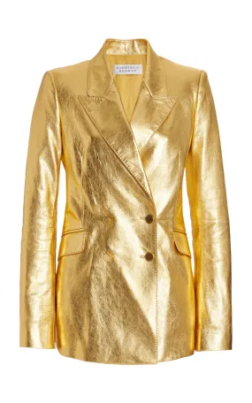 Erasable Surface Coating Simple Pullover Angela Blazer in Gold Metallic Nappa Leather