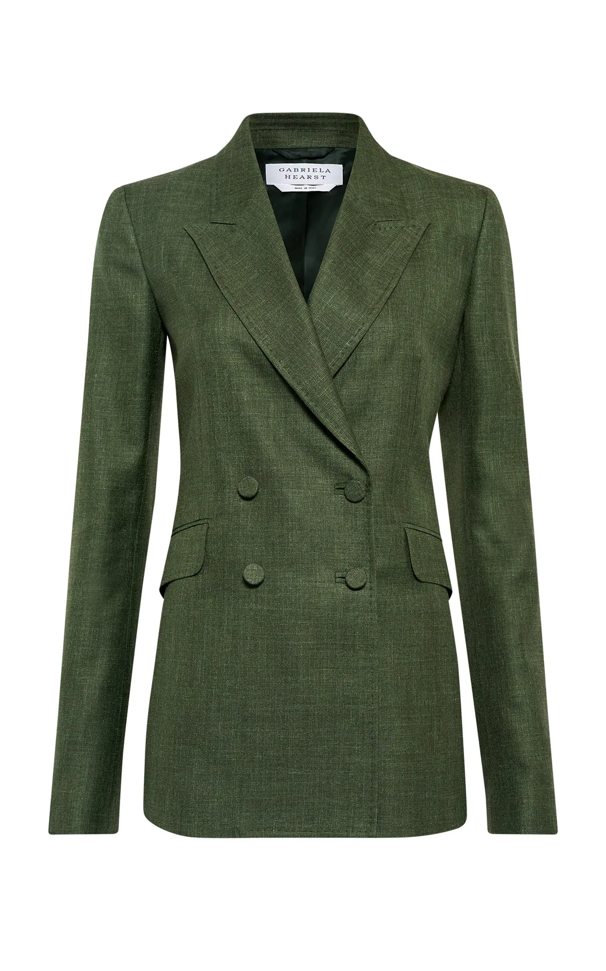NonChafe Lining Angela Blazer in Olive Virgin Wool Silk with Linen