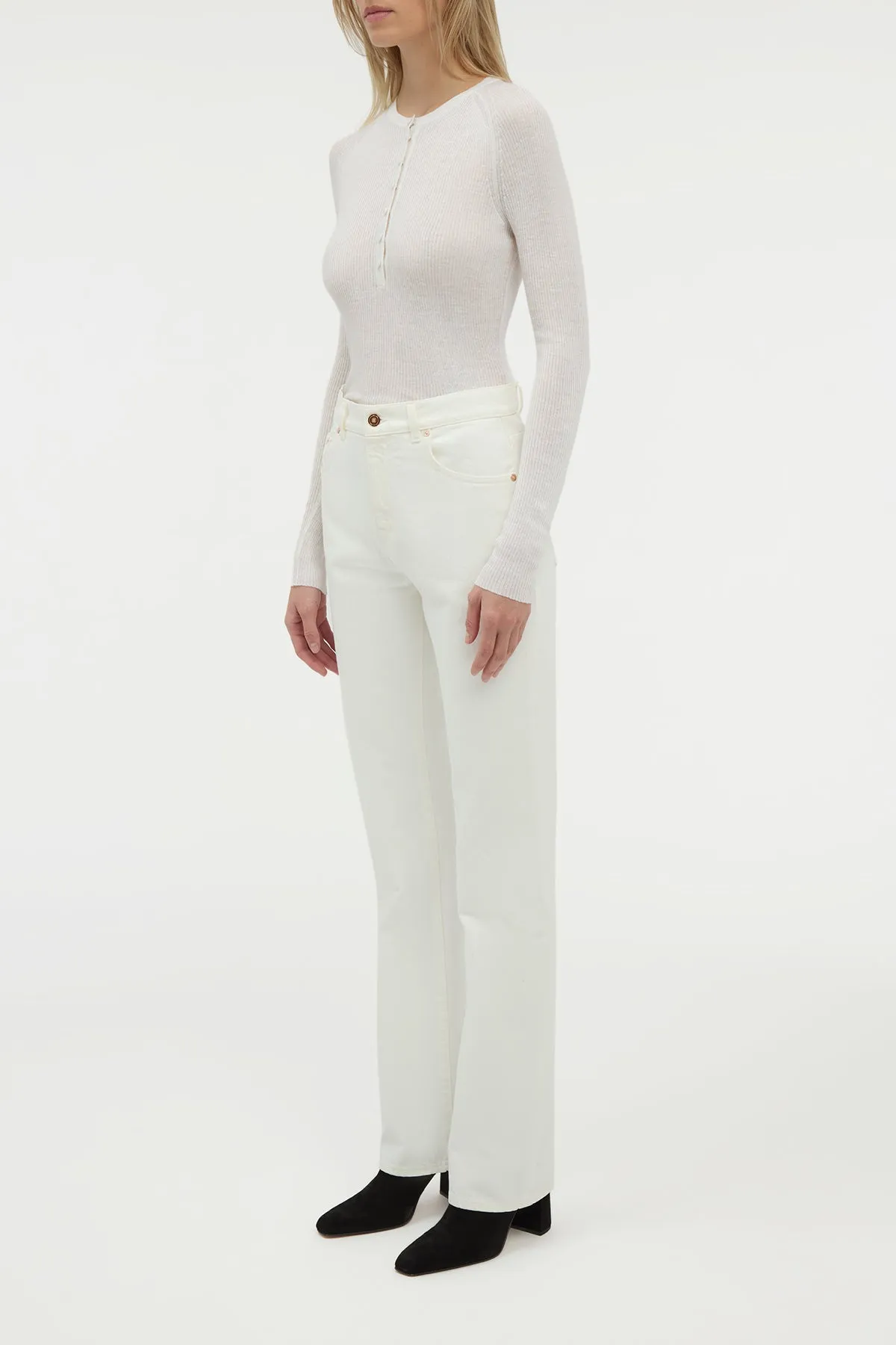 PocketDetails Anges Knit Henley in Ivory Cashmere Silk with Hemp